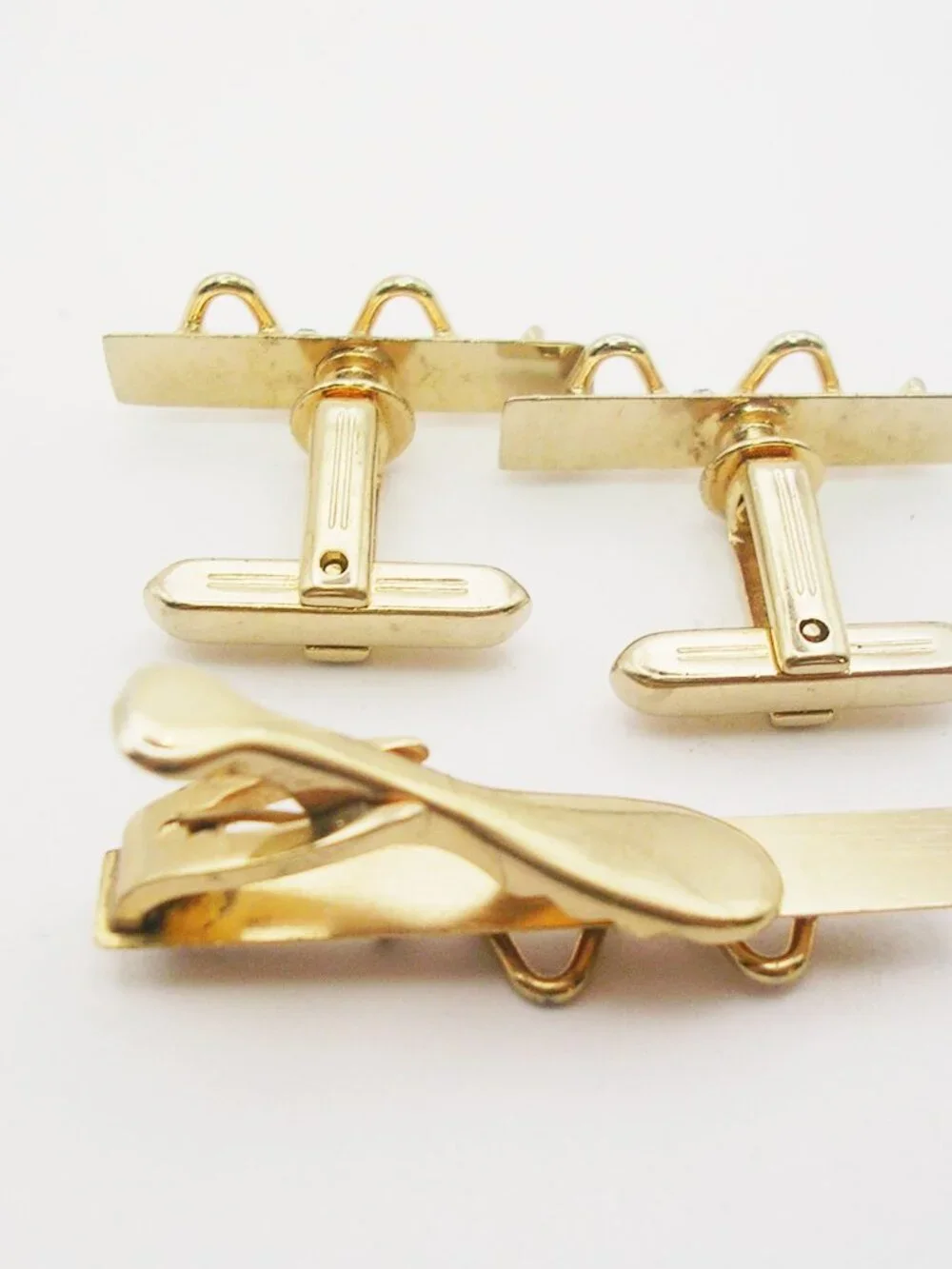 Vintage Cuff Links Tie Clip Bar Set classic Men's Suit Accessory